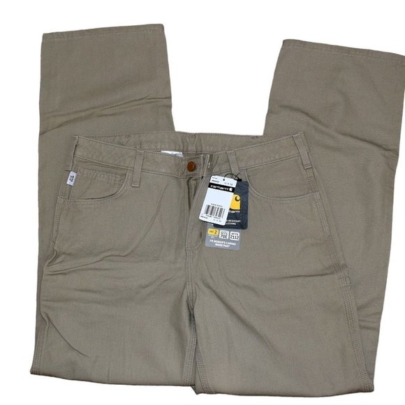 NWT Carhartt Khaki FR Canvas Boot Cut Work Pants - Picture 4 of 9